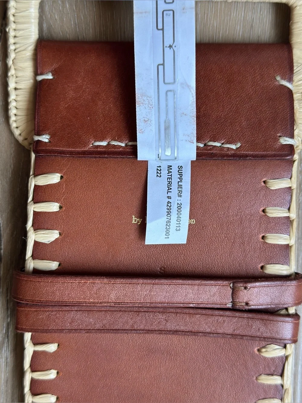 Polo Ralph Lauren Raffia Belt Beige Brown Woven Leather Trim Whipstitch Womens S